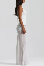 Sculptural Elegance One Shoulder Removable Corset Drape Maxi Dress