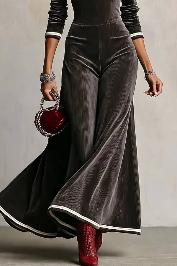 Dark Gray Velvet Deep V Neck Puff Sleeve Maxi Dress