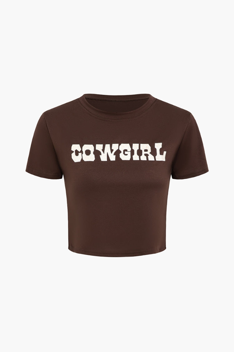 T-shirt imprimé lettre COWGIRL 