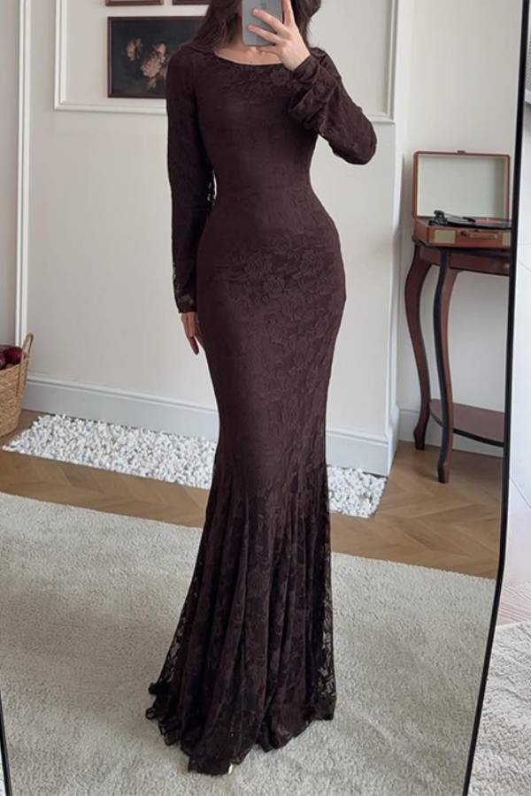 Cape Sleeve Lace Mermaid Evening Gown
