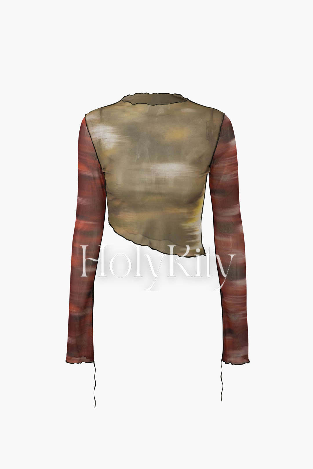 Haut asymétrique en maille transparente tie-dye 