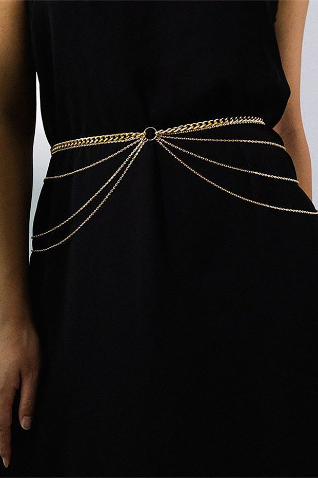 Metallic Layered Fashionable Waist Chain