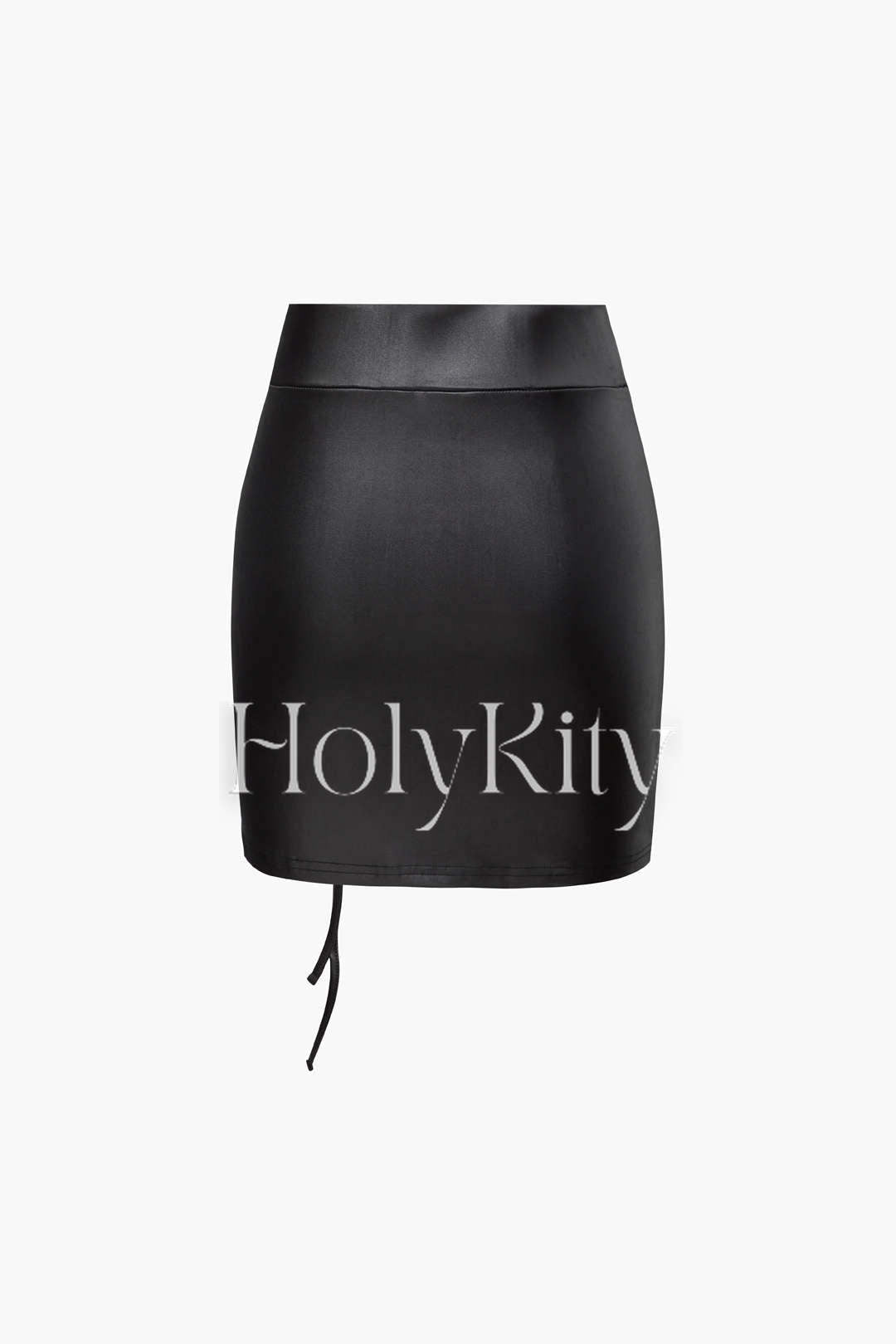 Faux Leather Drawstring Mini Skirt