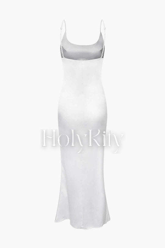 Square Neck Lace Insert Maxi Dress