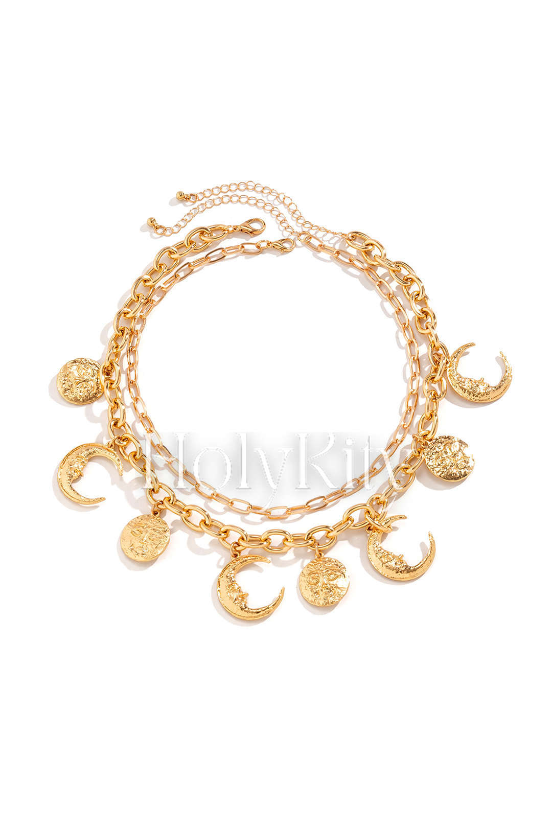 Collier à pendentif lune superposé 