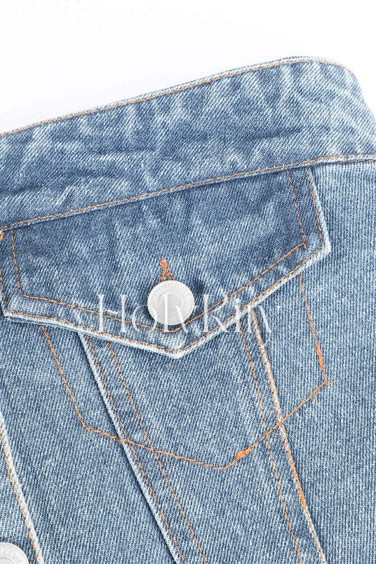 Haut bustier en jean à ourlet effiloché 
