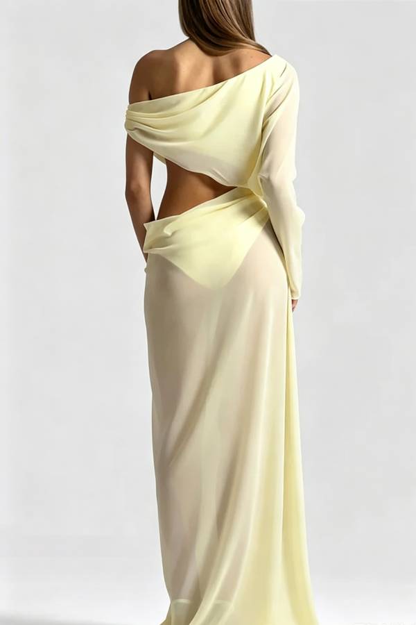 Sculptural Asymmetric Cutout Maxi Dress