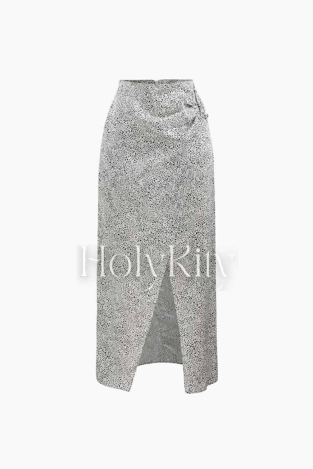 Leopard Print Wrap Split Midi Skirt