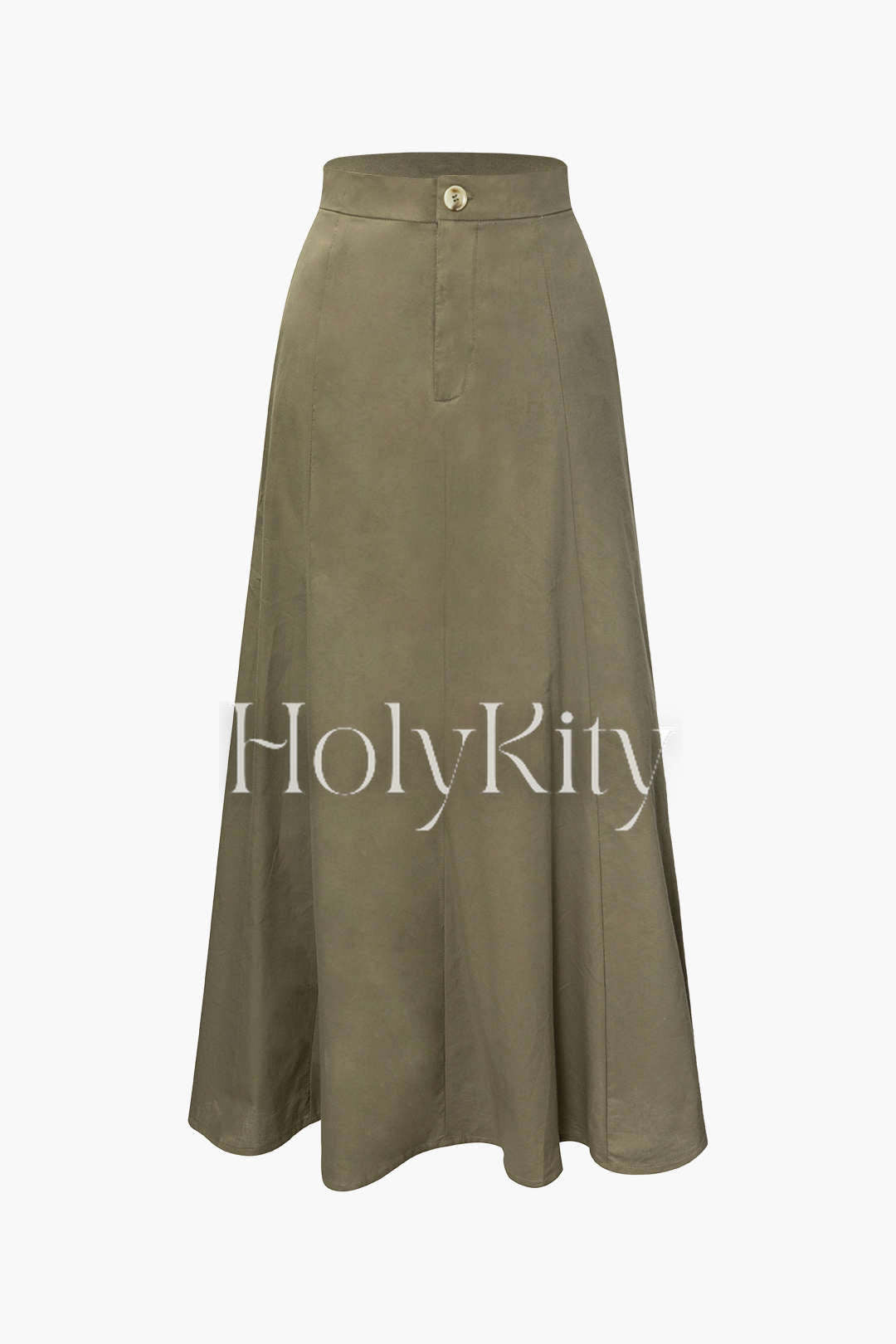 Jupe longue taille haute en lin mélangé 