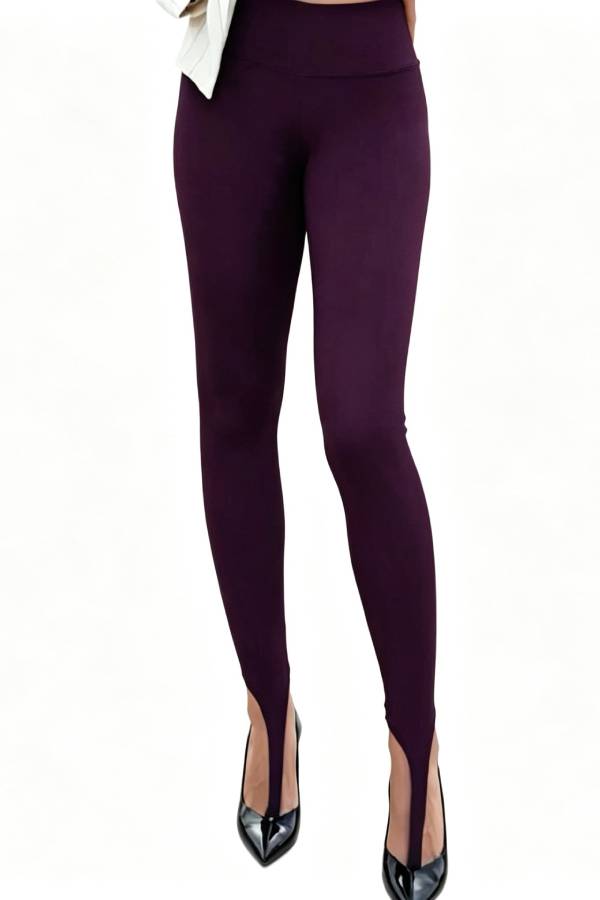 High Waist Split Stirrup Skinny Pants