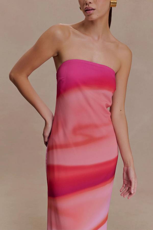 Strapless Chiffon Maxi Dress