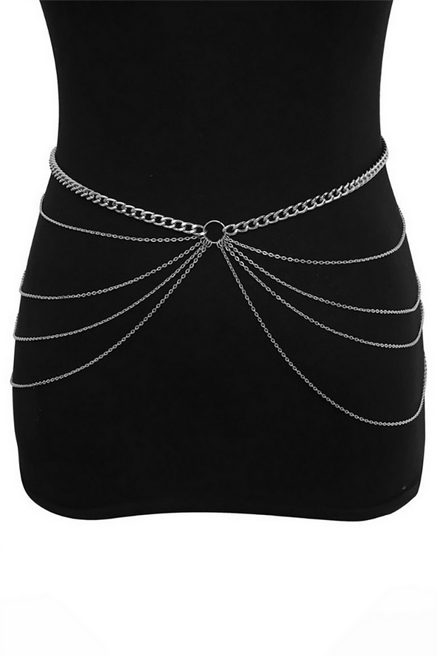 Metallic Layered Fashionable Waist Chain