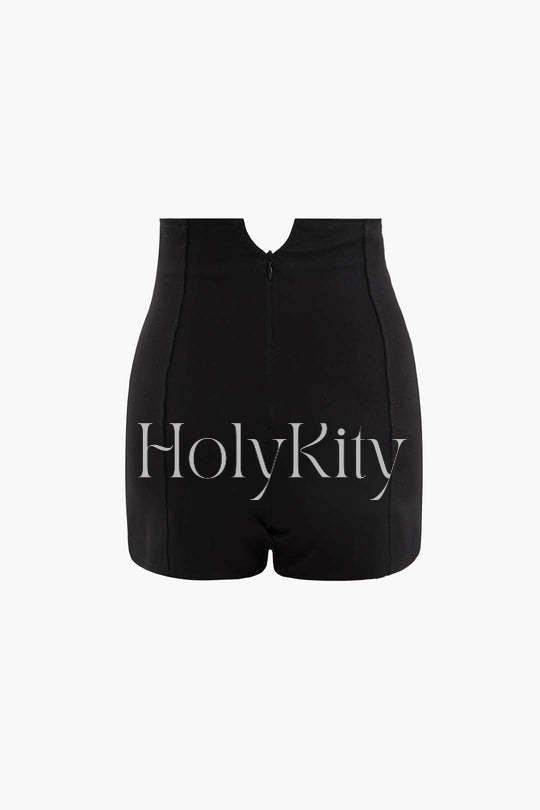 Short taille haute avec coutures apparentes 