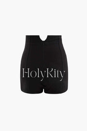 High Waisted Seam Detail Shorts