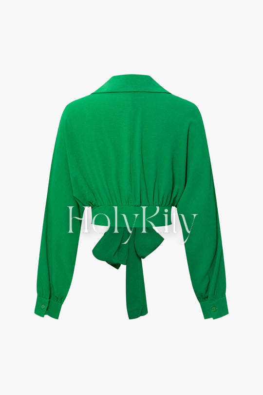 Chemise à manches longues avec ourlet noué 