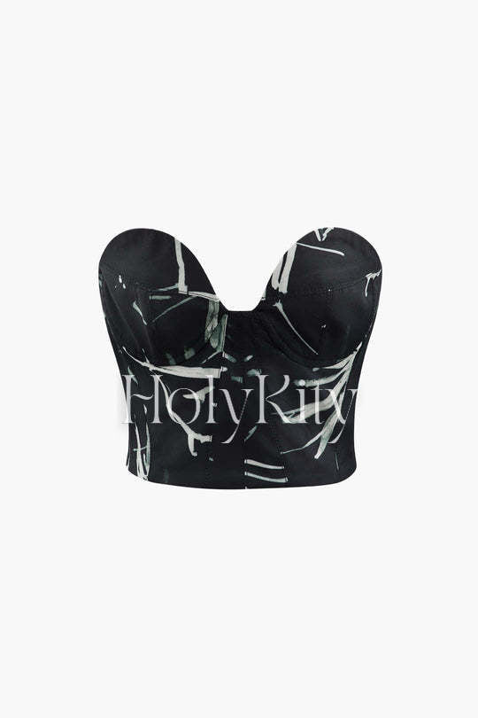 Haut bustier imprimé sans bretelles 