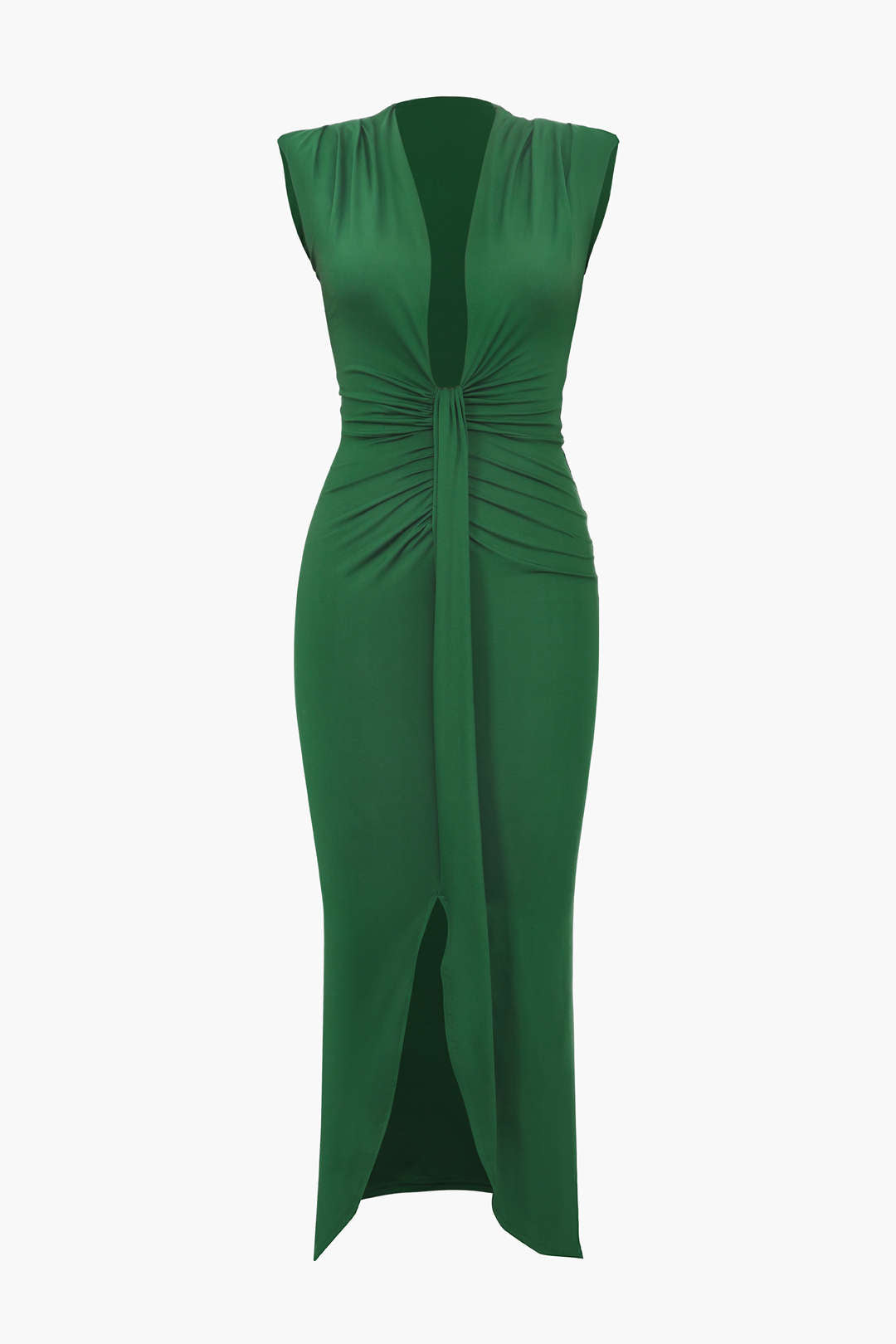Robe midi sans manches à col en V profond 