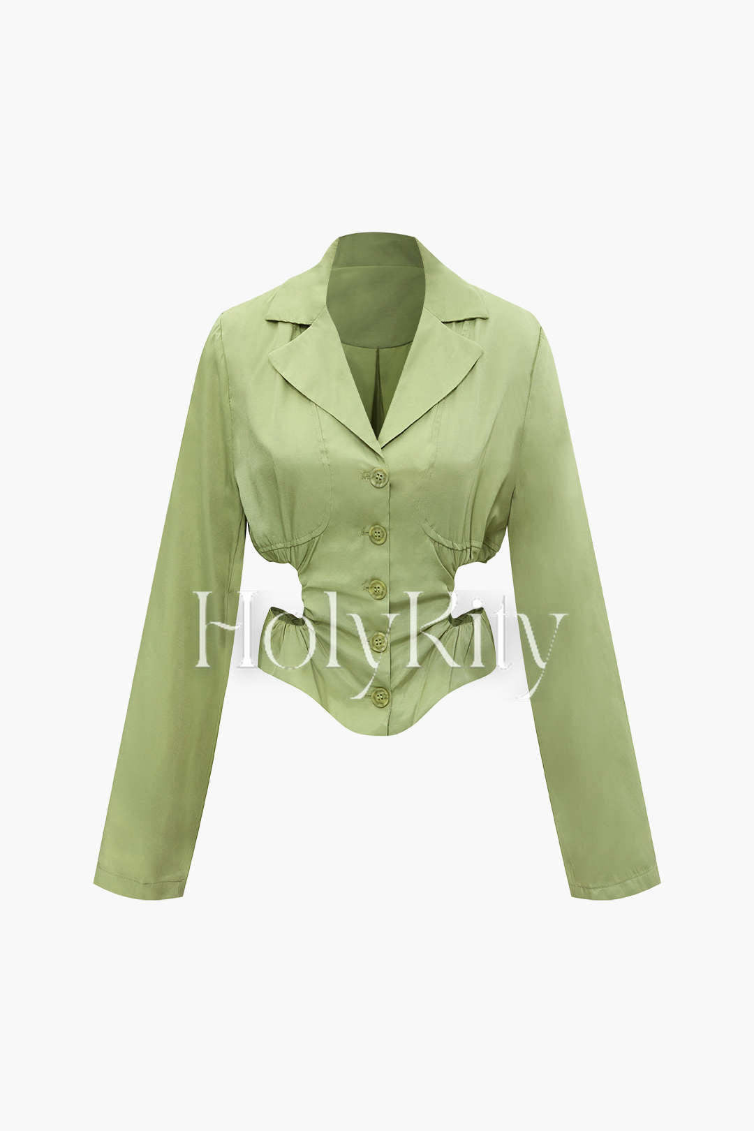 Blazer boutonné à col en V et découpes latérales 
