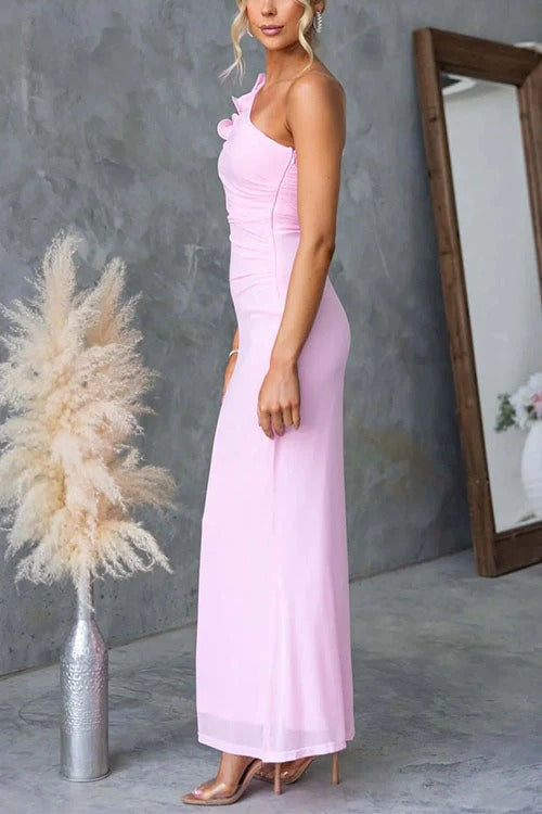 Rosiedress Frill One Shoulder Cut Out Bodycon Maxi Dress