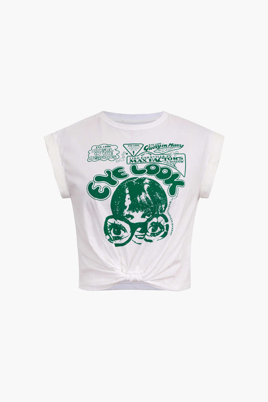 T-shirt à ourlet noué et motif Eye Look 
