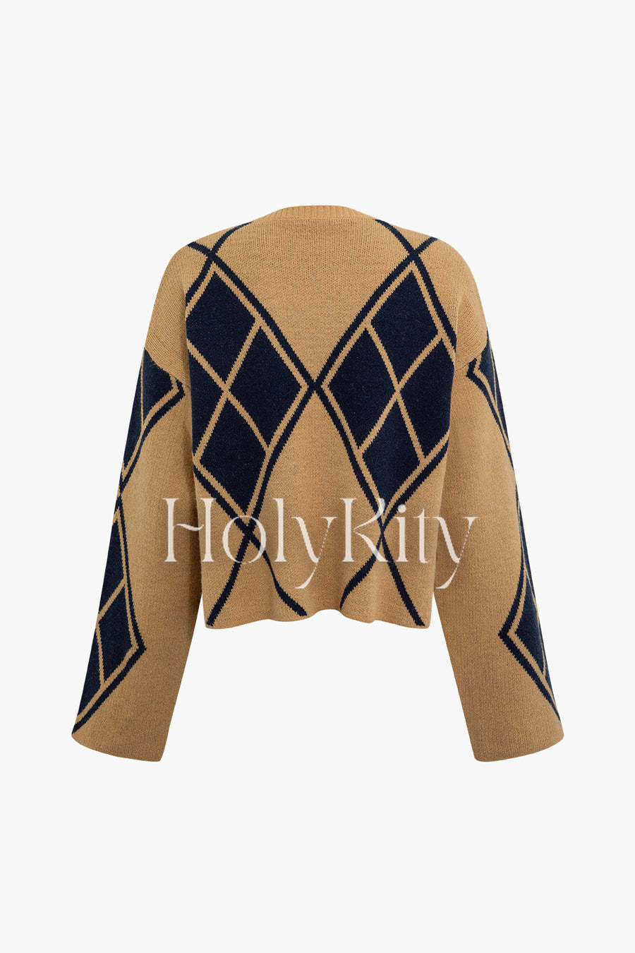 Pull ample à col rond et motif losanges 