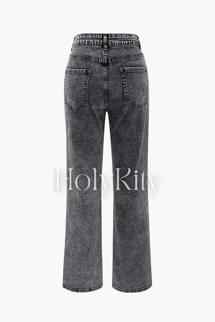 Multi-pocket Straight Cargo Jeans