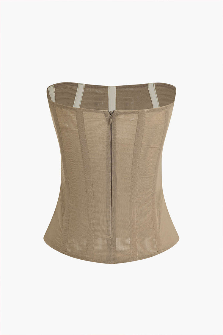 Mesh Zipper Tube Top