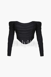 Off The Shoulder Long Sleeve Corset Top