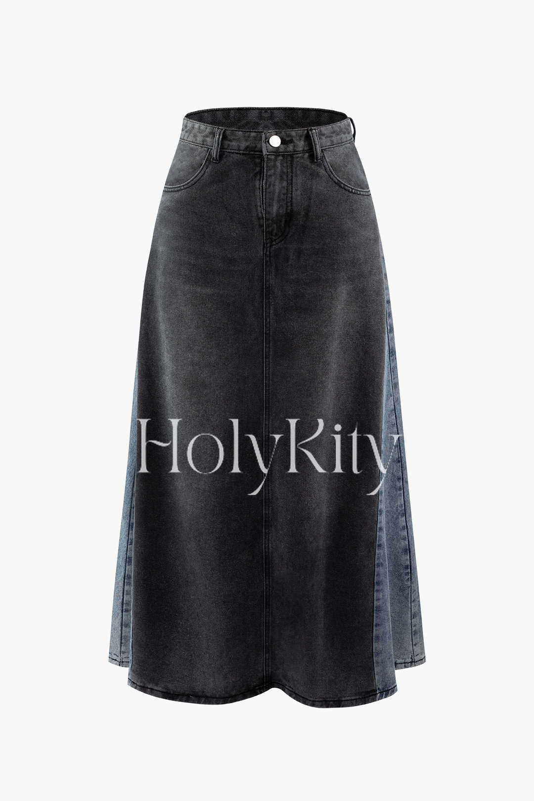 Jupe longue en jean patchwork 