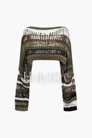 Stripe Open Knit Crop Top