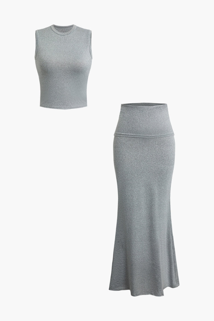 Ensemble débardeur uni et jupe longue sirène 