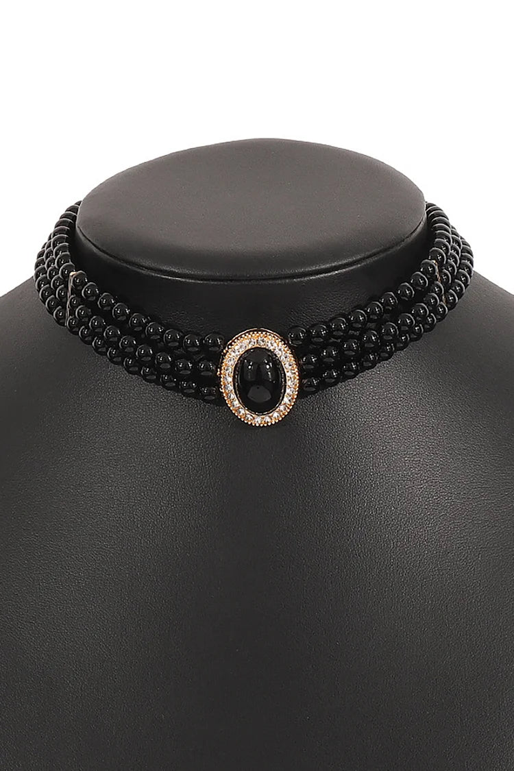 Elegant Layered Pearl Rhinestone Alloy Necklace