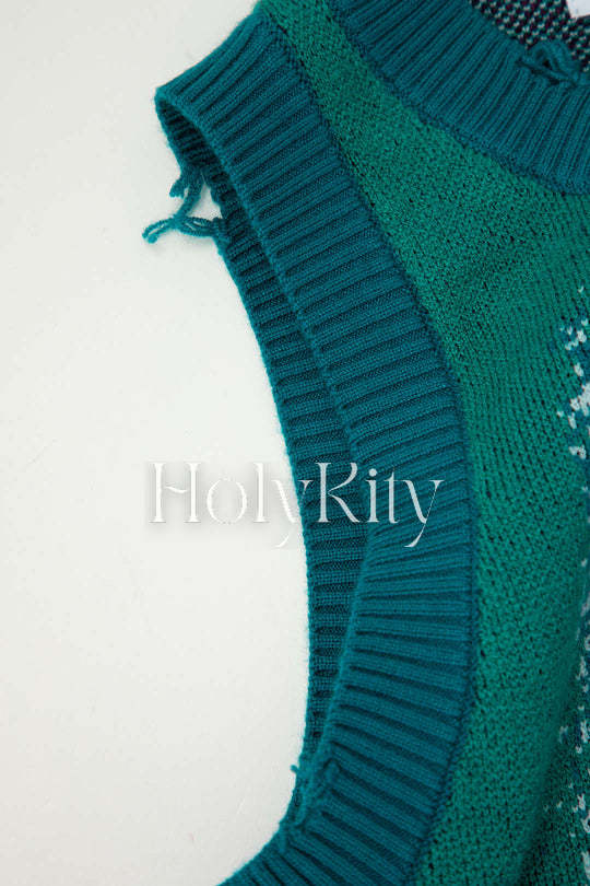 Strick-Tanktop mit Fransensaum 
