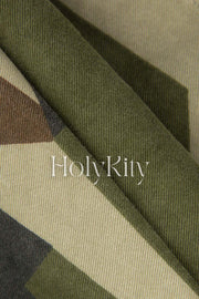 Camo Tie Waist Frayed Shorts