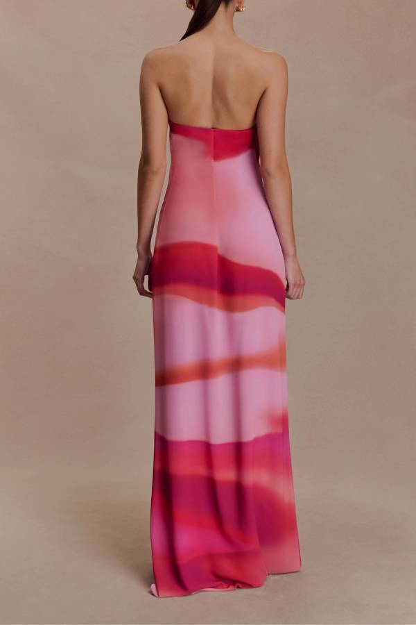Strapless Chiffon Maxi Dress