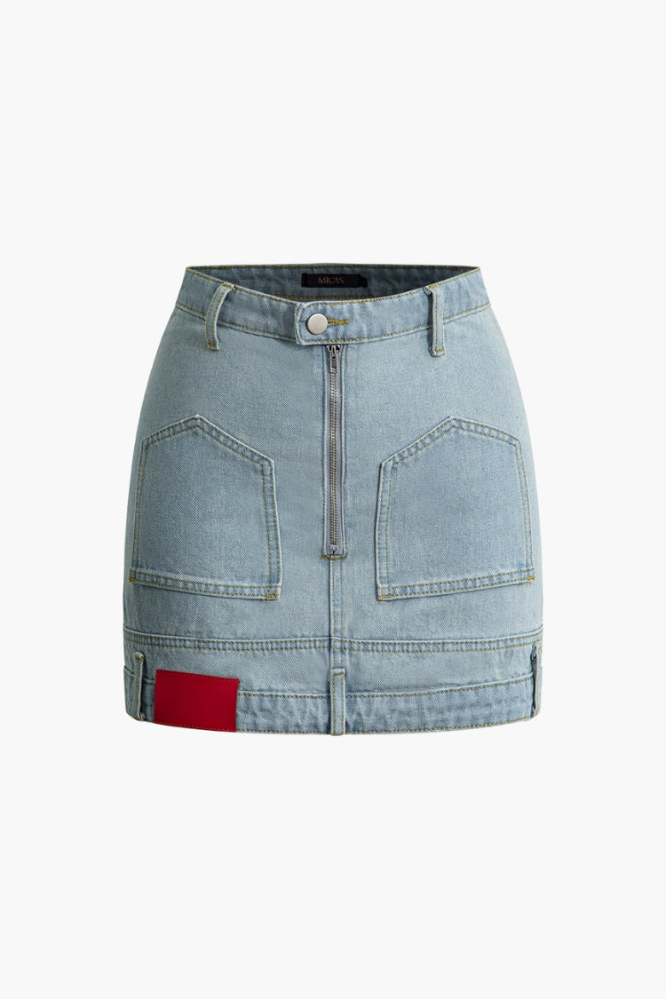 Mini-jupe zippée en jean 