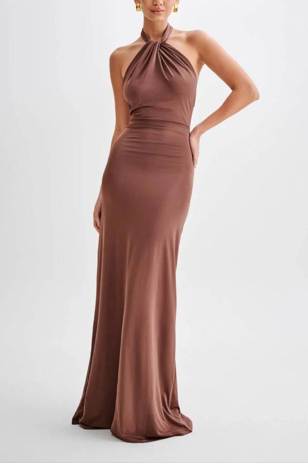 Slinky Halter Maxi Dress - Lagoon