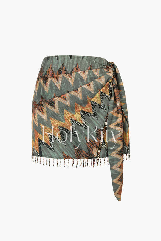 Printed Knot Mini Skirt