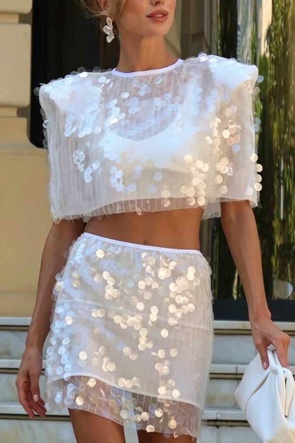 Aura Sparkly Sheer Mesh Sequin Co-ord Set