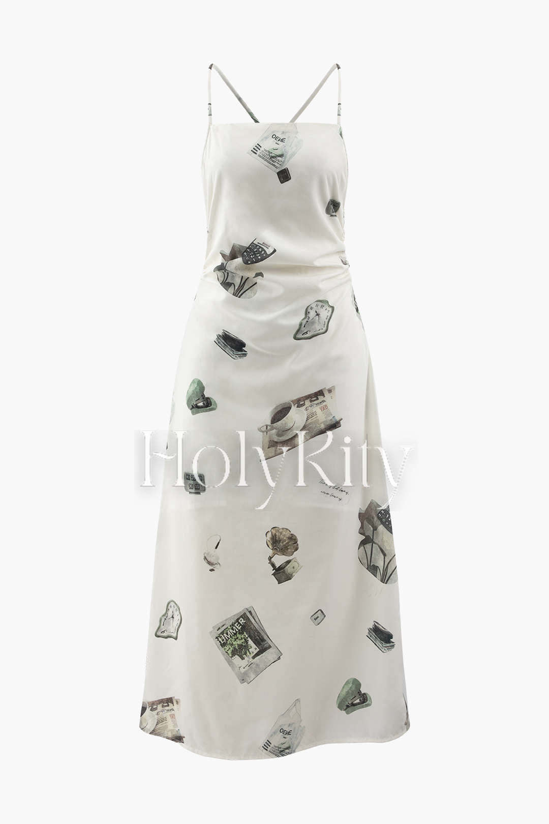 Bedrucktes Midikleid mit überkreuzten Trägern 