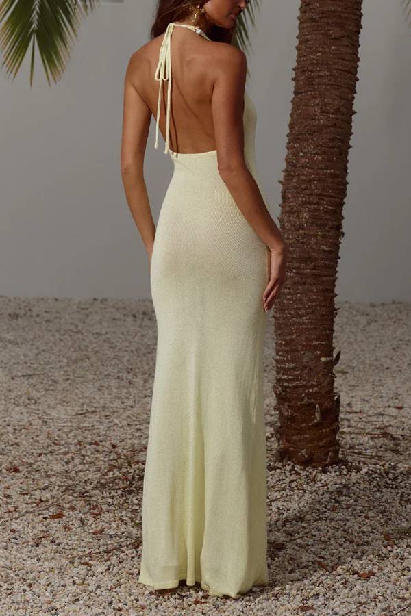 SABRINA HALTER KNIT MAXI DRESS