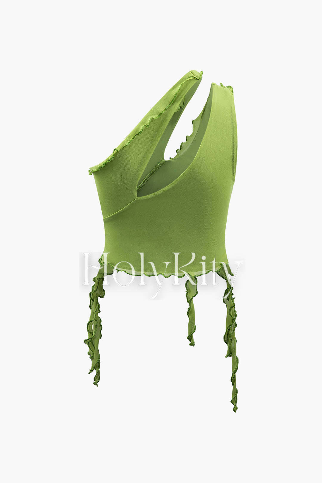 Asymmetrisches Tanktop aus Netzstoff mit Rüschendetail 