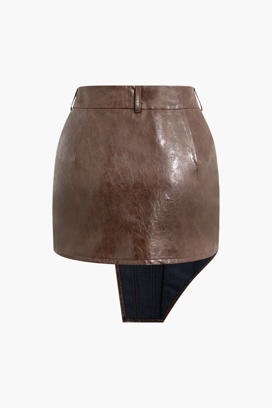 Mini-jupe asymétrique en similicuir 