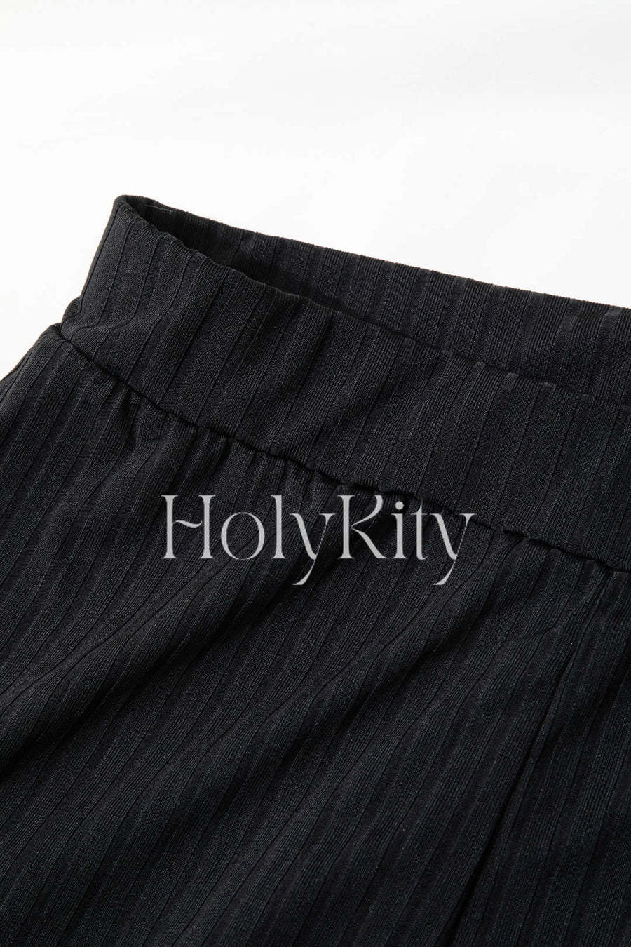 Twist Tie Round Neck Long Sleeve Top And High Waist Pants Set