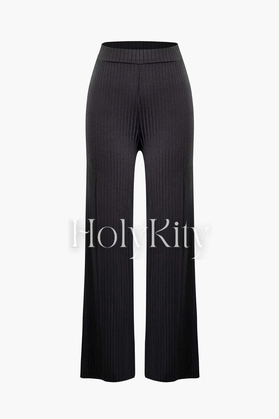 Twist Tie Round Neck Long Sleeve Top And High Waist Pants Set