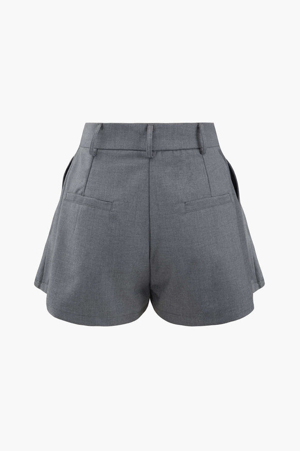 Contrast Waist Pleated Shorts