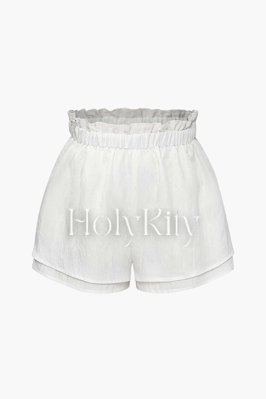 Short à volants et taille élastique en lin mélangé