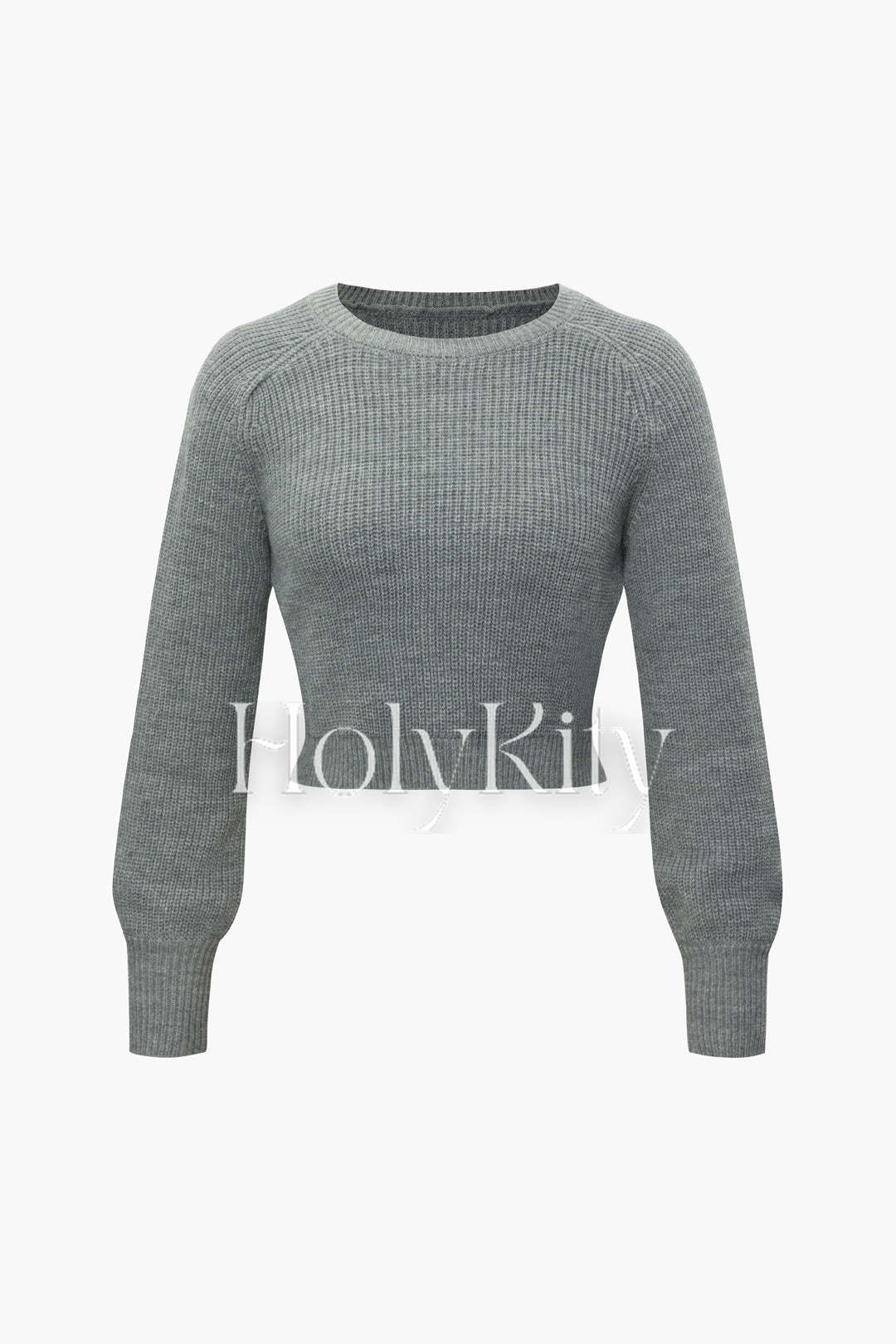 Pull court en tricot uni à col rond 
