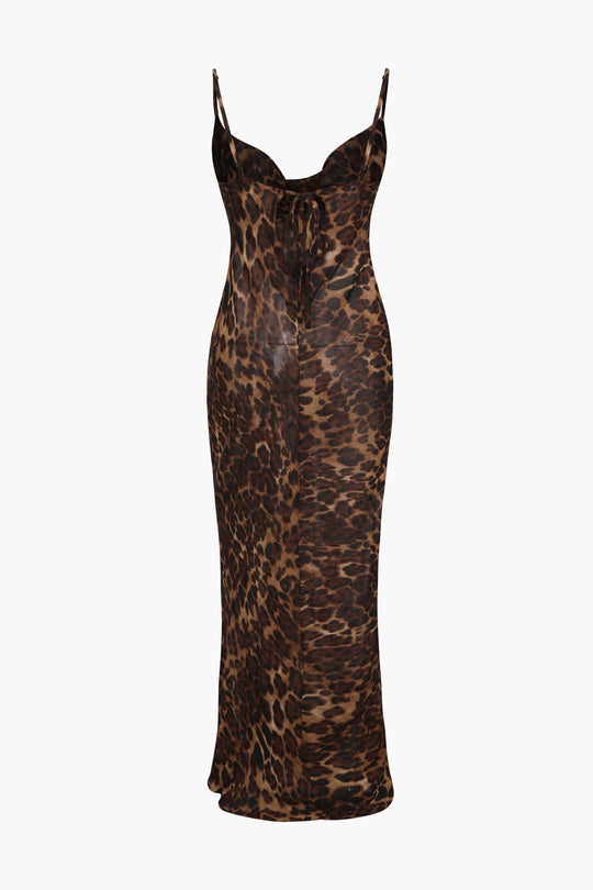 Drapiertes Maxikleid mit Leopardenmuster 