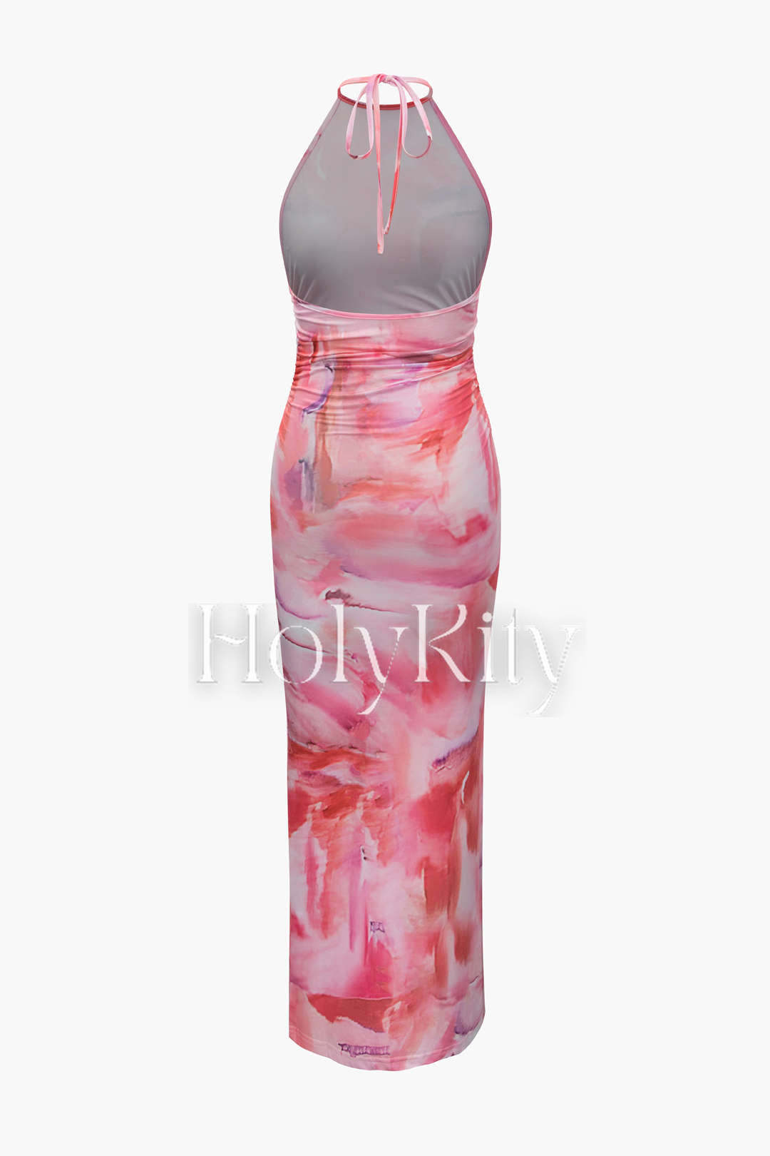 Bedrucktes Neckholder-Maxikleid mit Rückenausschnitt 